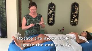 How to do Moxibustion on Meridian Point Stomach 36 [upl. by Ferdie545]