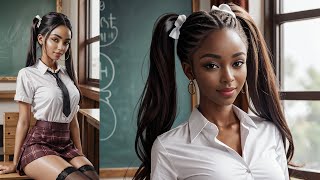 AI Art In African classroom Gorgeous models presents school fashion  AI Lookbook [upl. by Reich]