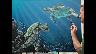 120 Tropical Sea Turtles  Acrylic Painting Tutorial  Marc Harvill Art [upl. by Gussman454]