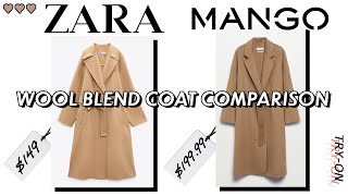 ZARA vs MANGO Wool Blend Coats  Comparison amp TryOn  AERIN [upl. by Eniahpets849]