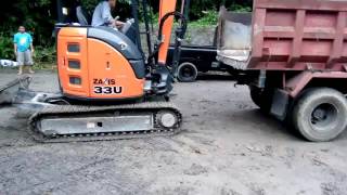 loading and unloading mini excavator ke dump truck [upl. by Fachanan]