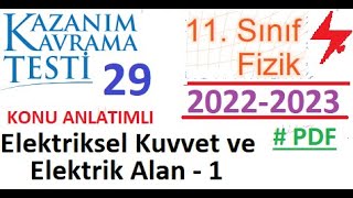 11 Sınıf  Fizik  Kazanım Testi 29  Elektriksel Kuvvet ve Elektrik Alan 1  MEB  2022 2023  EBA [upl. by Gnus]