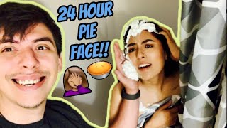 24 HOUR PIE FACE PRANK ON GIRLFRIEND SHE GETS MAD [upl. by Odnanref614]