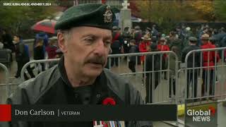 Homeless encampment disrupts Remembrance Day ceremony [upl. by Nannaihr]