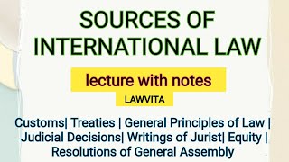 SOURCES of International Law lecture with notes LAWVITA [upl. by Ellehsar591]