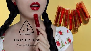 NEW STYLENANDA 3CE FLASH LIP TINT ALL SHADES SWATCHampREVIEW 4K QUALITY LIPSTICK SWATCH [upl. by Faustena264]