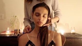 ASMR  Night massage with gua sha herbs natural oils soft spoken [upl. by Hyrup46]