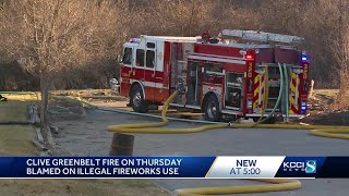 Clive officials say illegal fireworks may be to blame for grass fire [upl. by Desta117]