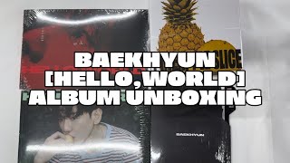 UNBOXING  GIVEAWAY BAEKHYUN 4th mini album HELLO WORLD ALBUM UNBOXING [upl. by Feliza]