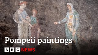 New paintings discovered in Pompeii excavation  BBC News [upl. by Haduhey217]