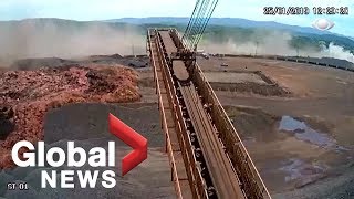 Brazil dam collapse Terrifying moment caught on camera [upl. by Ennairb]