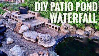 How To Build Beautiful Cascading Waterfall on Patio  DIY Backyard Waterfall [upl. by Aibun]