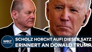 SCHOLZ IN DEN USA Dieser Satz von USPräsident Joe Biden erinnert stark an Donald Trump [upl. by Ahsyad4]