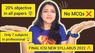 ICSI New Syllabus 2022  NO MCQs❌ Only 7 subjects 😍 New subjects added😨 ApplicabilityNeha Patel [upl. by Erdrich]