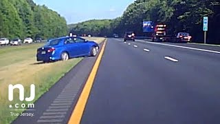 Dashcam captures outofcontrol driver on New Jersey Highway [upl. by Nahn]