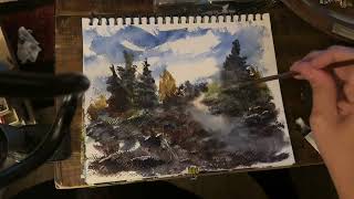 Watercolor painting Tennessee country With the Hake Brush [upl. by Hsirk]