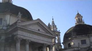 Rome Italy  Ringing bells of twin churches in Piazza del Popolo [upl. by Yrogiarc]