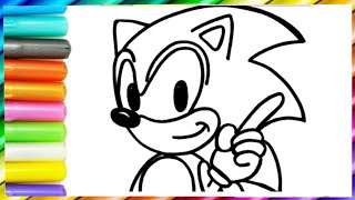 Drawing and Painting SONIC 🌈❤️🌈 Easy Drawing for Kids [upl. by Onailime586]