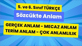 5 6 Sınıf Türkçe Sözcükte Anlam  Gerçek Anlam Mecaz Anlam Terim Anlam Çok Anlamlılık [upl. by Thomsen276]