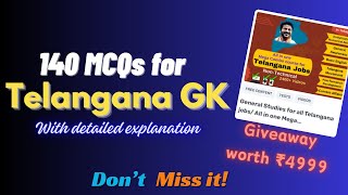 140 MCQs on Telangana GK with detailed explanation  Giveaway worth ₹4999  with concentration music [upl. by Nalim]