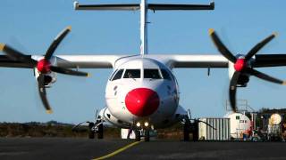 DAT ATR42 Startup and landing at Stord Airport Feb 2011 [upl. by Oswin162]