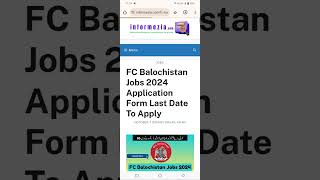 FC Balochistan Jobs 2024 Online Apply By informeziacom [upl. by Tnemelc]