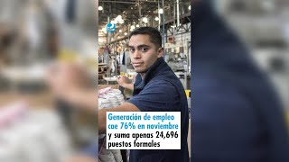 Generación de empleo cae 76 en noviembre y suma apenas 24696 puestos formales [upl. by Red]