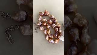 1621mm Radiant Sunset Gradient Baroque Freshwater Pearl Necklace Rainbow Metallic Lustre S925 [upl. by Gromme]