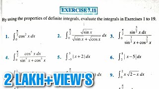 Exercise711 properties of definite integrals ncert maths class12 questions answers integration [upl. by Kowtko281]