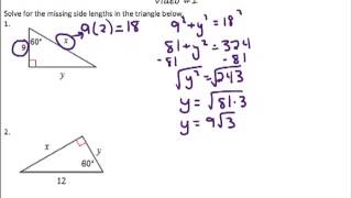 Special Right Triangles 306090 Video 1 [upl. by Hairim287]