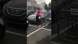 Grocery employee SMASHES smoke filled car 😱 [upl. by Odlabu]