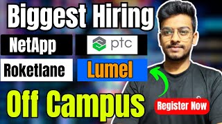 Netapp PTC Lumel Biggest Hiring  OFF Campus Drive For 2024 2023 2022 Batch  Fresher Job [upl. by Nanaek718]