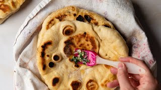 Indisches Naan Brot Rezept aus der Pfanne mit 7 Zutaten [upl. by Caia242]