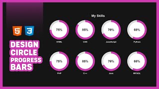 HOW TO DESIGN CIRCLE PROGRESS BARS IN HTML amp CSScss coding html javascript webdesign [upl. by Waterman]