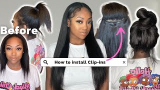 EASY ClipIn Hair Extensions for Short Thin Hair StepbyStep Tutorial for Beginners ft YWigs [upl. by Pavlov277]