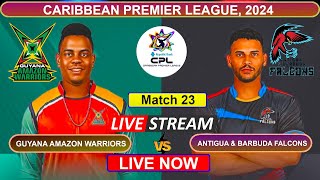 🔴CPL Live  Guyana Amazon Warriors vs Antigua amp Barbuda Falcons Live Cricket Score amp Commentary [upl. by Yasdnil]