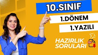 10SINIF 1DÖNEM 1YAZILI HAZIRLIK SORULARI  PDF 10SINIF MATEMATİK [upl. by Hoye]