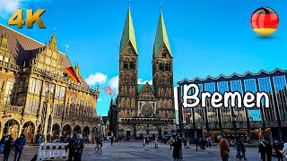 Beautiful Port City Bremen Germany Walking Tour 4K 60fps HDR [upl. by Ardnazil]