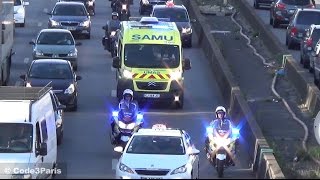 Police Motorcycles Escort Ambulance Through Heavy Traffic [upl. by Ledba881]