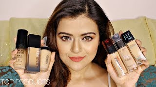 Top 6 Foundations For Indian Skin With Prices  Maybelline Loreal Huda Beauty amp More  Review [upl. by Delastre]