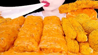 ASMR MUKBANG｜CHEESY CARBO FIRE NOODLE WRAP CHEESE BALL CHEESE STICKS 까르보 불닭쌈 뿌링클 치즈볼EATING SOUNDS 먹방 [upl. by Aserret]