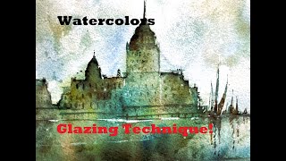 A Watercolor Seascape amp Cityscape Painting Using The Glazing Technique [upl. by Mallen]