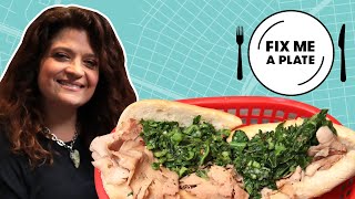 Alex Guarnaschelli Tries the Famous Roast Pork Sandwich from DiNics  Fix Me a Plate  Food Network [upl. by Larrad553]