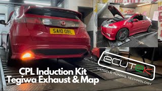 Honda Civic FN2 Type R for CPL Induction Kit Tegiwa 421 Manifold 70mm Exhaust and Ecutek Map [upl. by Innob]