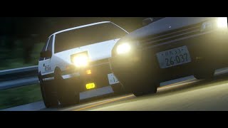 Battle Takumi Fujiwara AE86 vs Takeshi Nakazato R32  Initial D [upl. by Nyrak295]