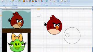 how to draw an angry bird using an excel [upl. by Verdi]