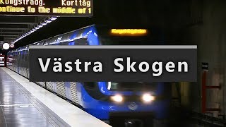 Västra Skogen Station Stockholms Tunnelbana med c20 tåg [upl. by Olathe]