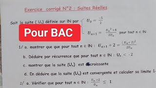 Pour BAC  Exercice corrigé N2 Suite réelle [upl. by Mcdougall]