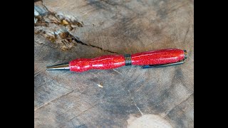 Turning an Inlace Acrylester Pen Blank into a Sparkly Red Pen with Carbide Lathe Tools penturning [upl. by Allison458]