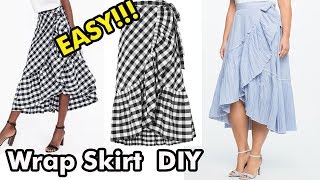 Easy Ruffled Wrap Skirt Tutorial Cutting and Stitching [upl. by Yzmar]